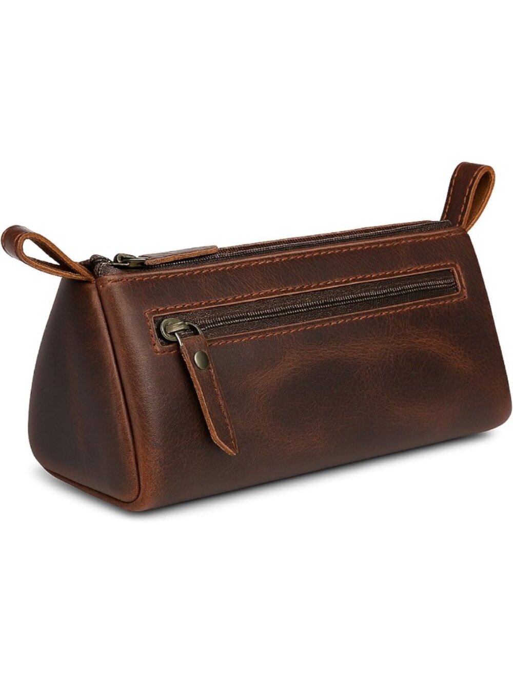 Genuine Leather Makeup Bag for Women – Travel Cosmetic Pouch, Toiletry